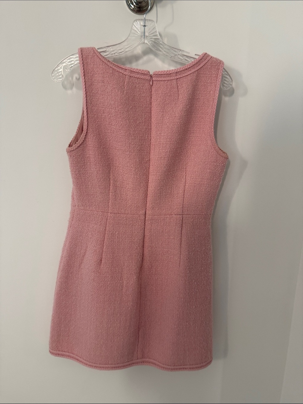 J. Crew Pink Bouclé Tweed Button-Front Tank Dress - Picture 3 of 3